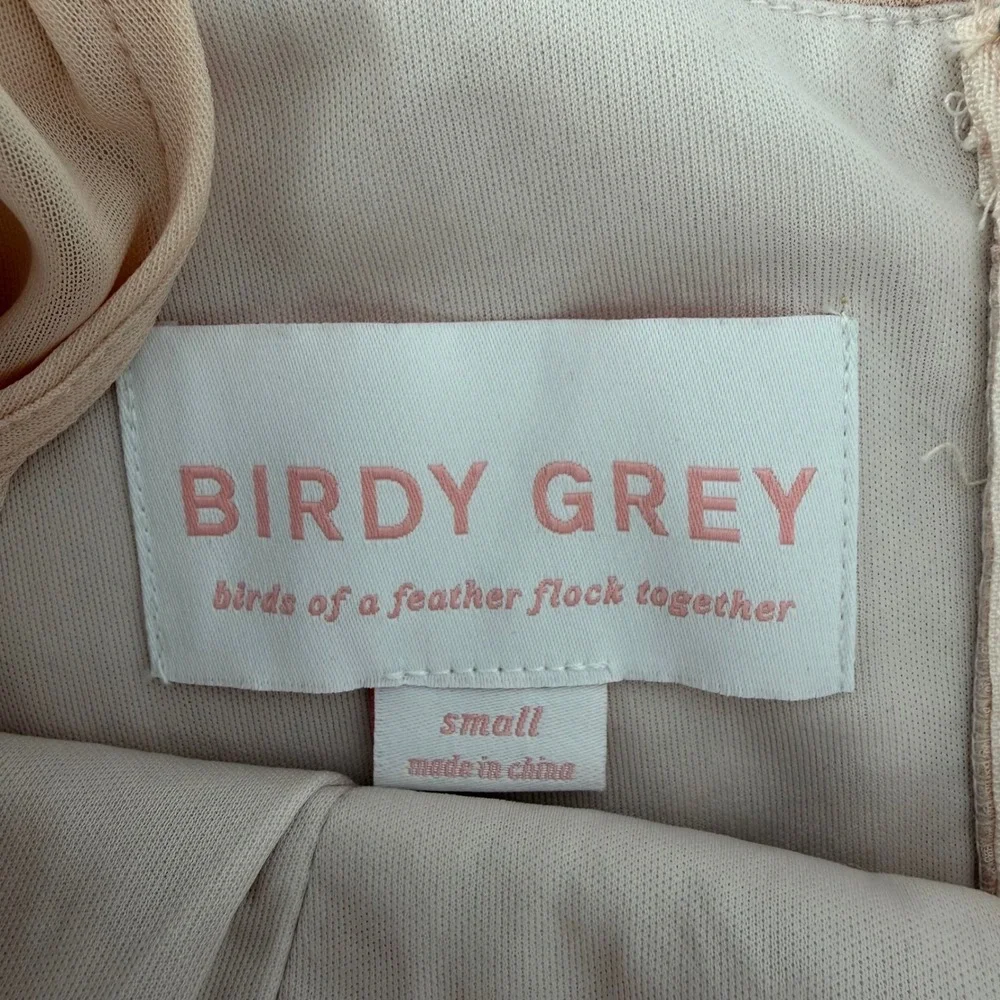 Birdy Grey Womens Blush Pink Pleated Chiffon Mesh Yoke Bridesmaid Dress Small